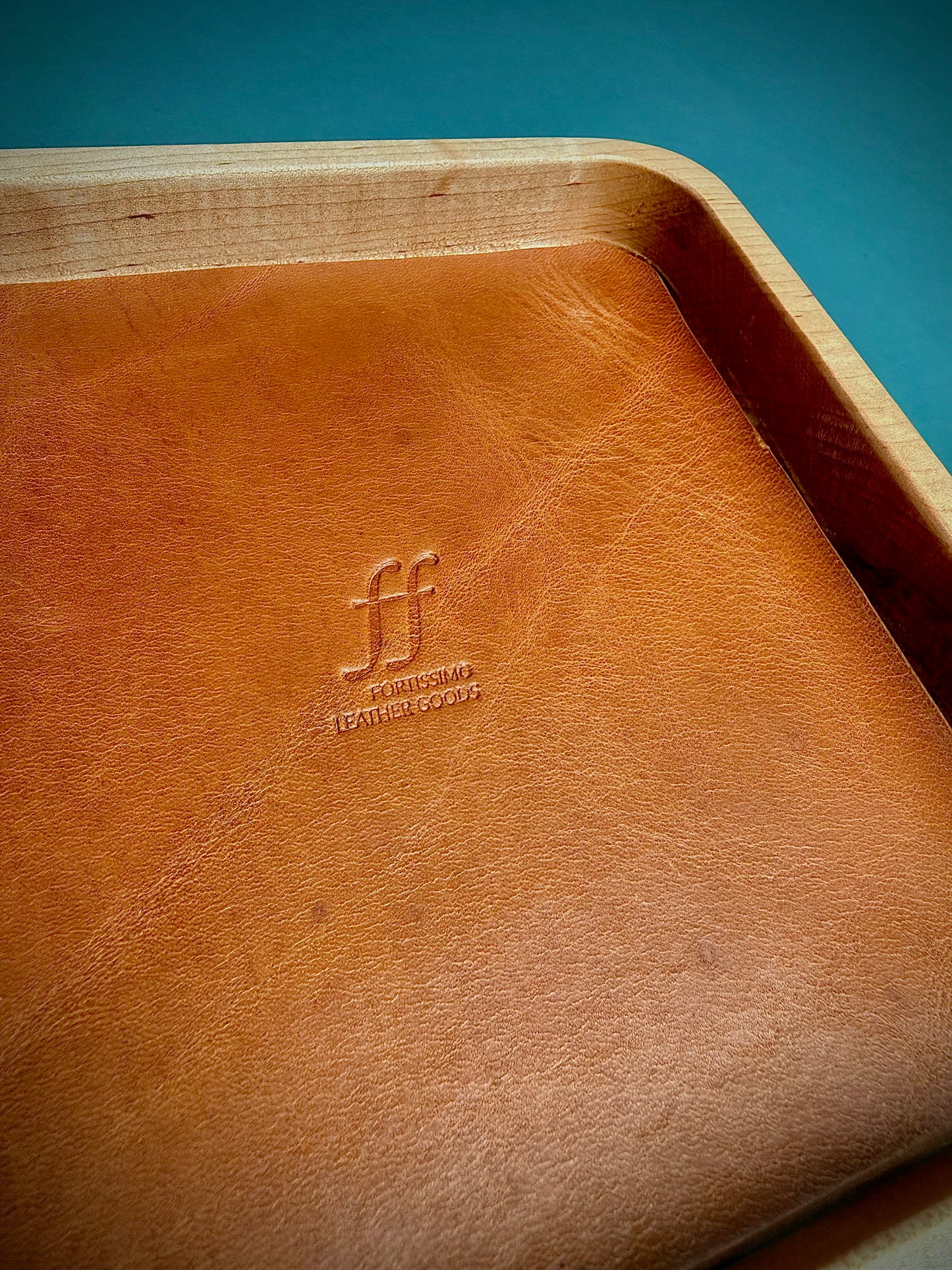 Rustic Valet Tray - wood and leather