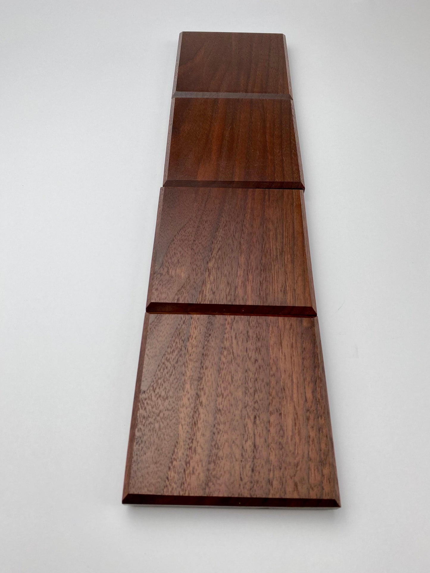 Handmade Walnut Wood Coasters - Set of 4 - with walnut and maple storage box