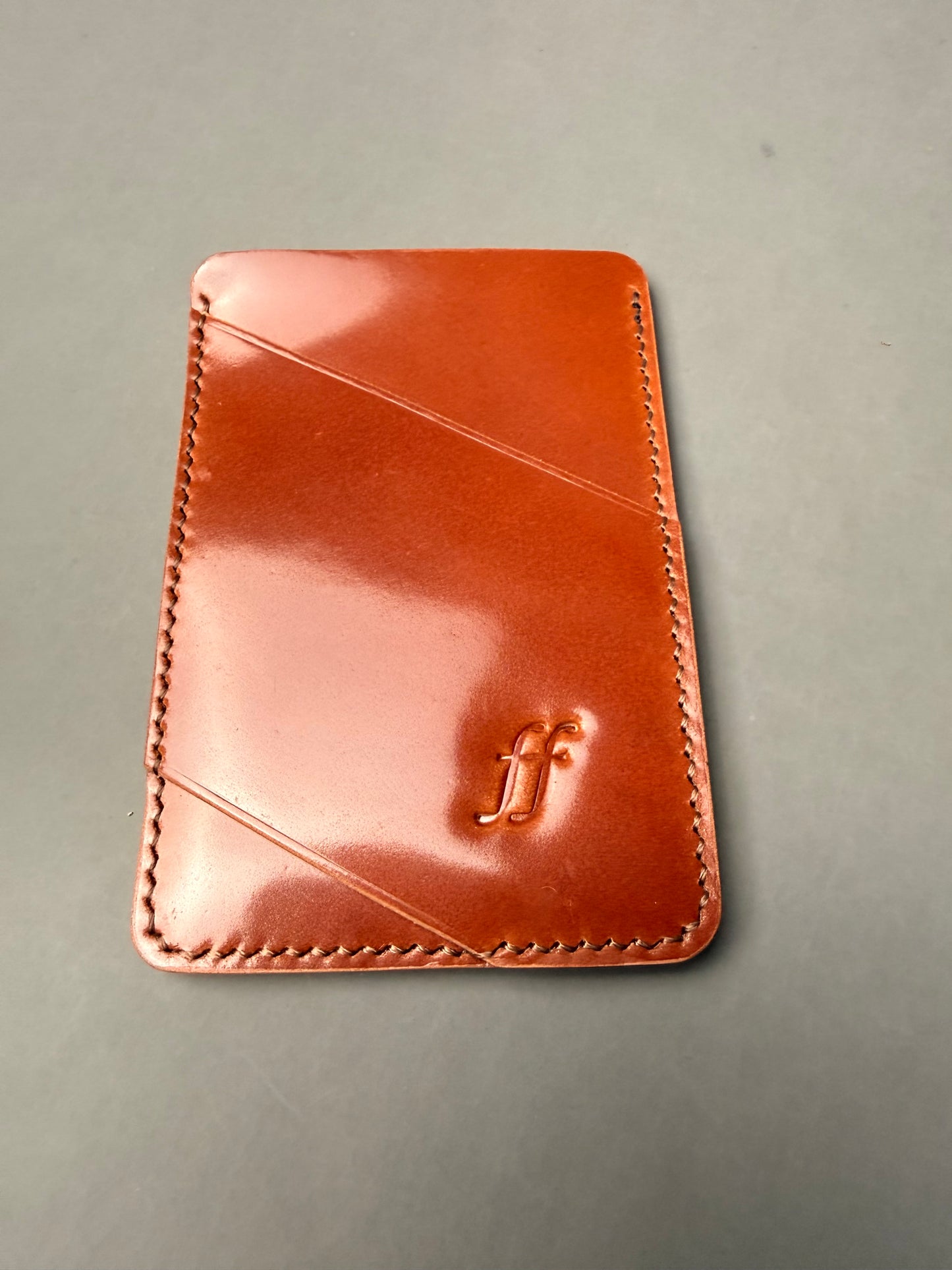 Minimalist Leather Wallet - Diagonal Sleeves, Hand Stitched