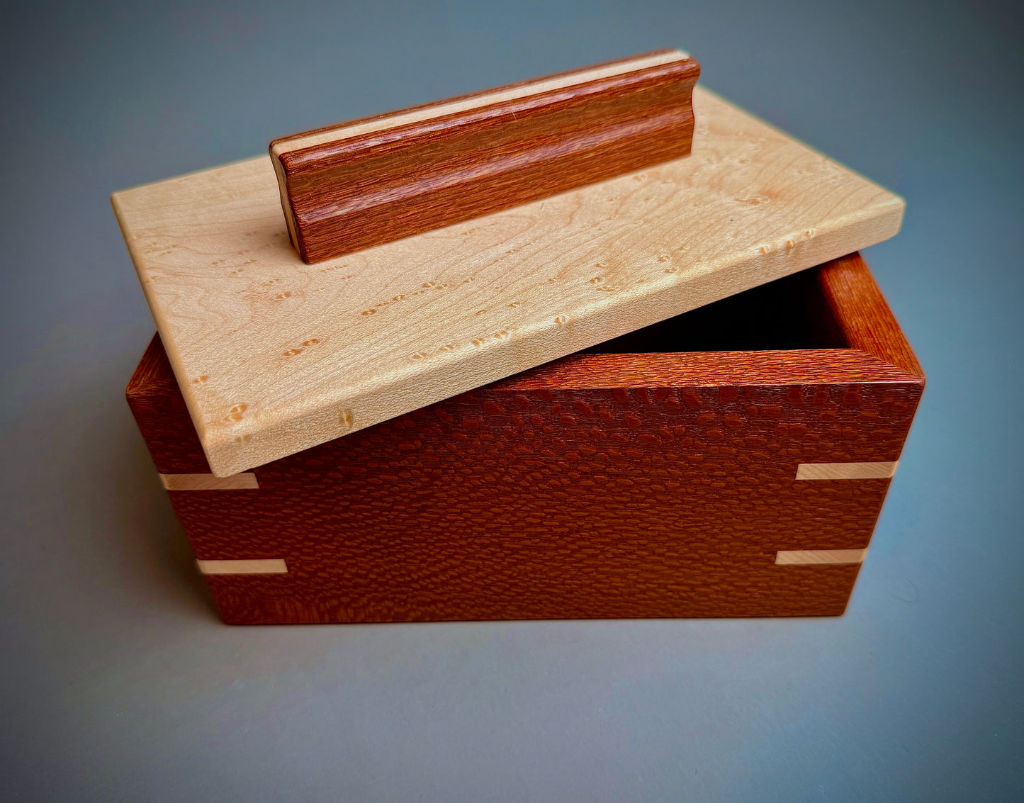 Handcrafted Leopard Wood and Birdseye Maple Keepsake Box