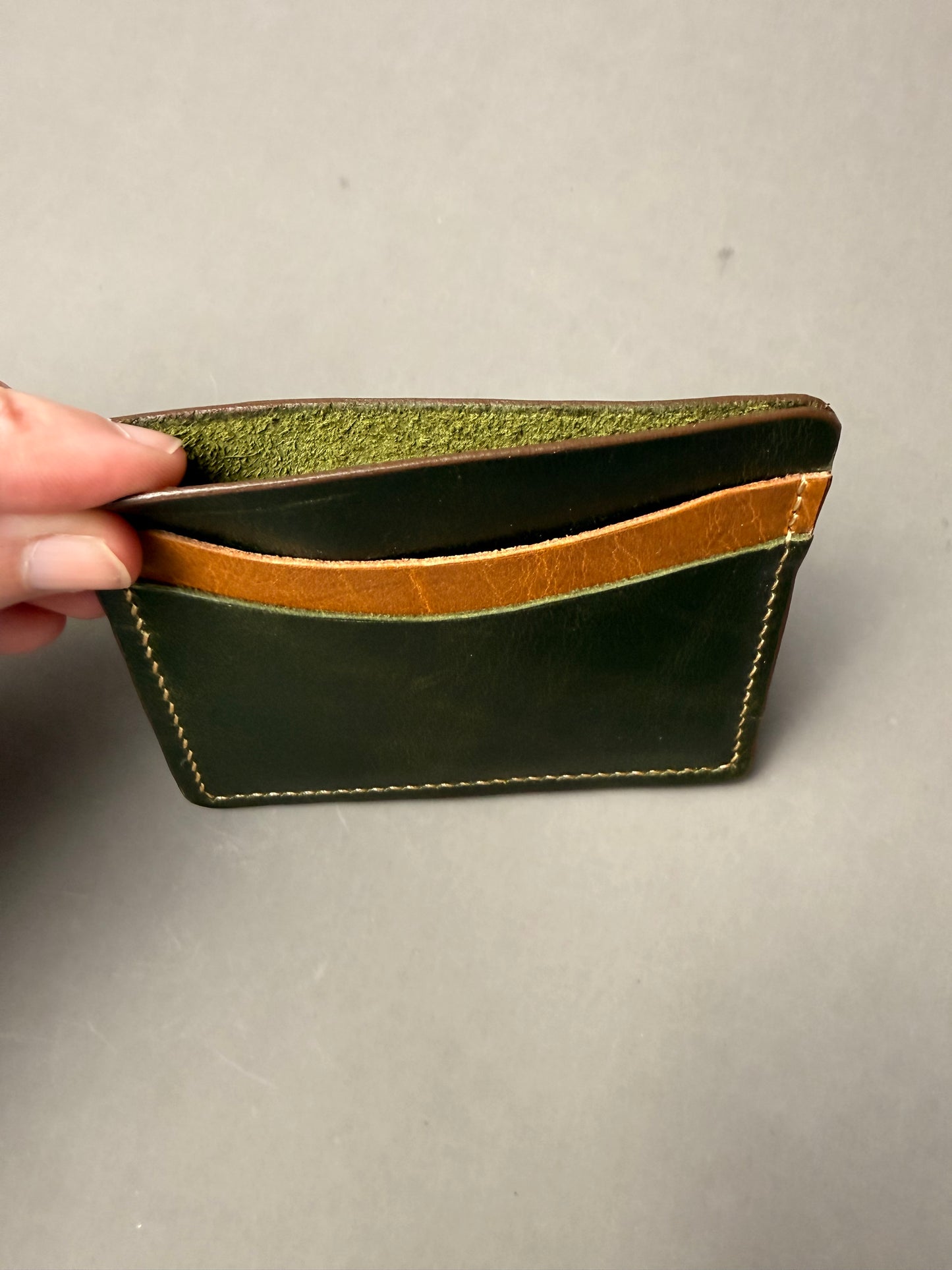 Handmade Minimalist Leather Wallet, Hand Stitched