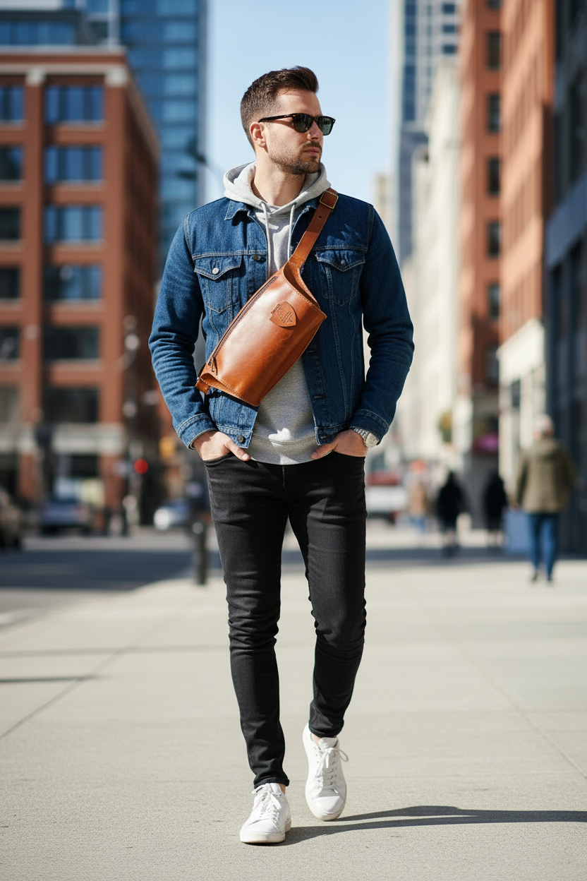 Curved Sling bag - Horween English Tan Dublin