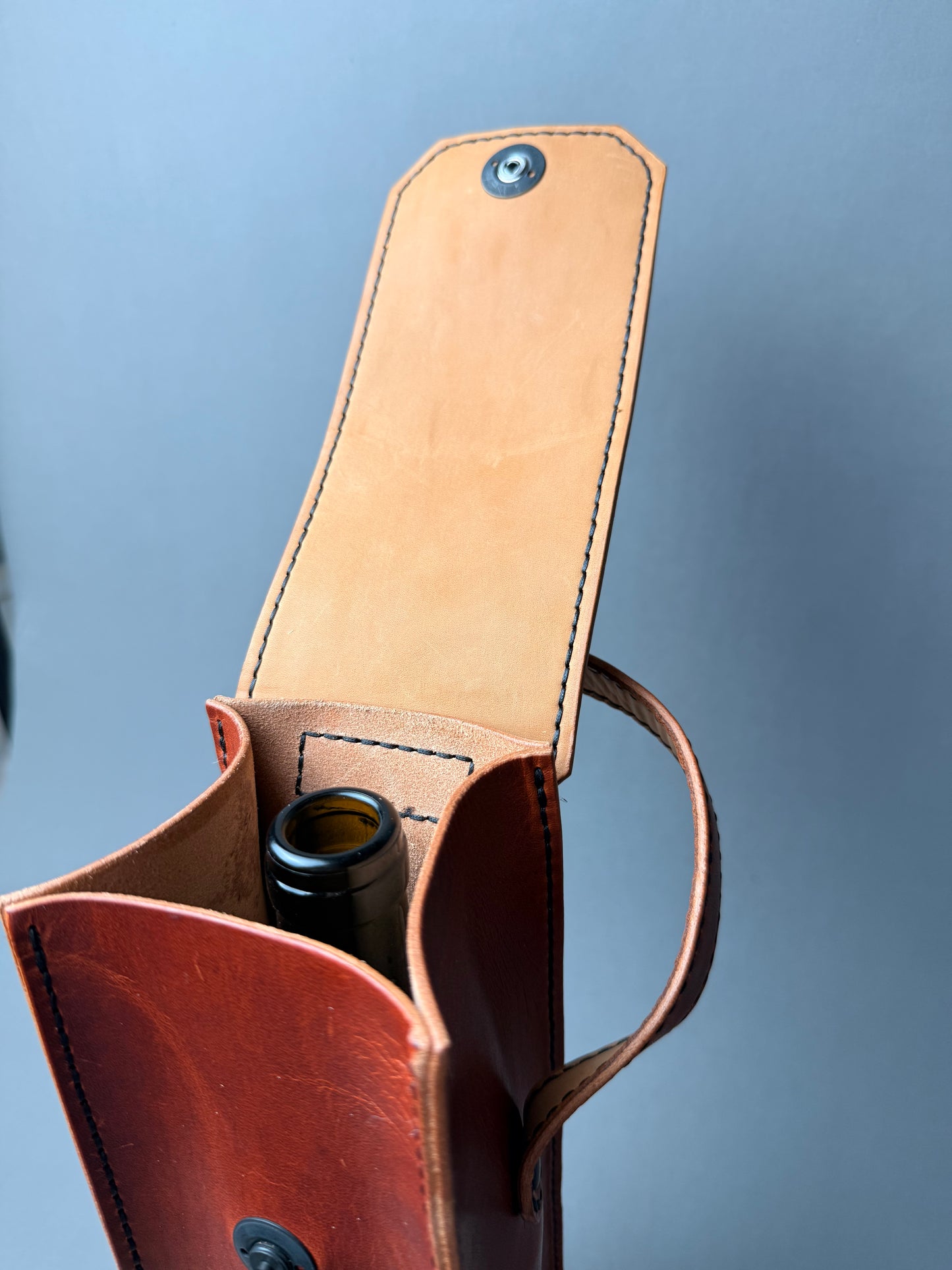 Leather Wine Tote / Scotch or Whiskey Tote - Handmade