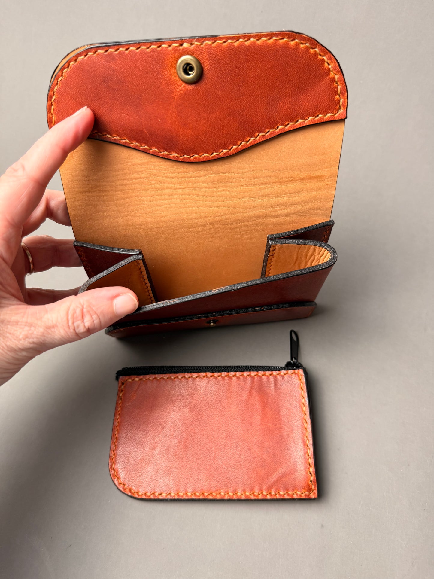 Oversized Leather Wallet - with zippered removable pouch (bargain)