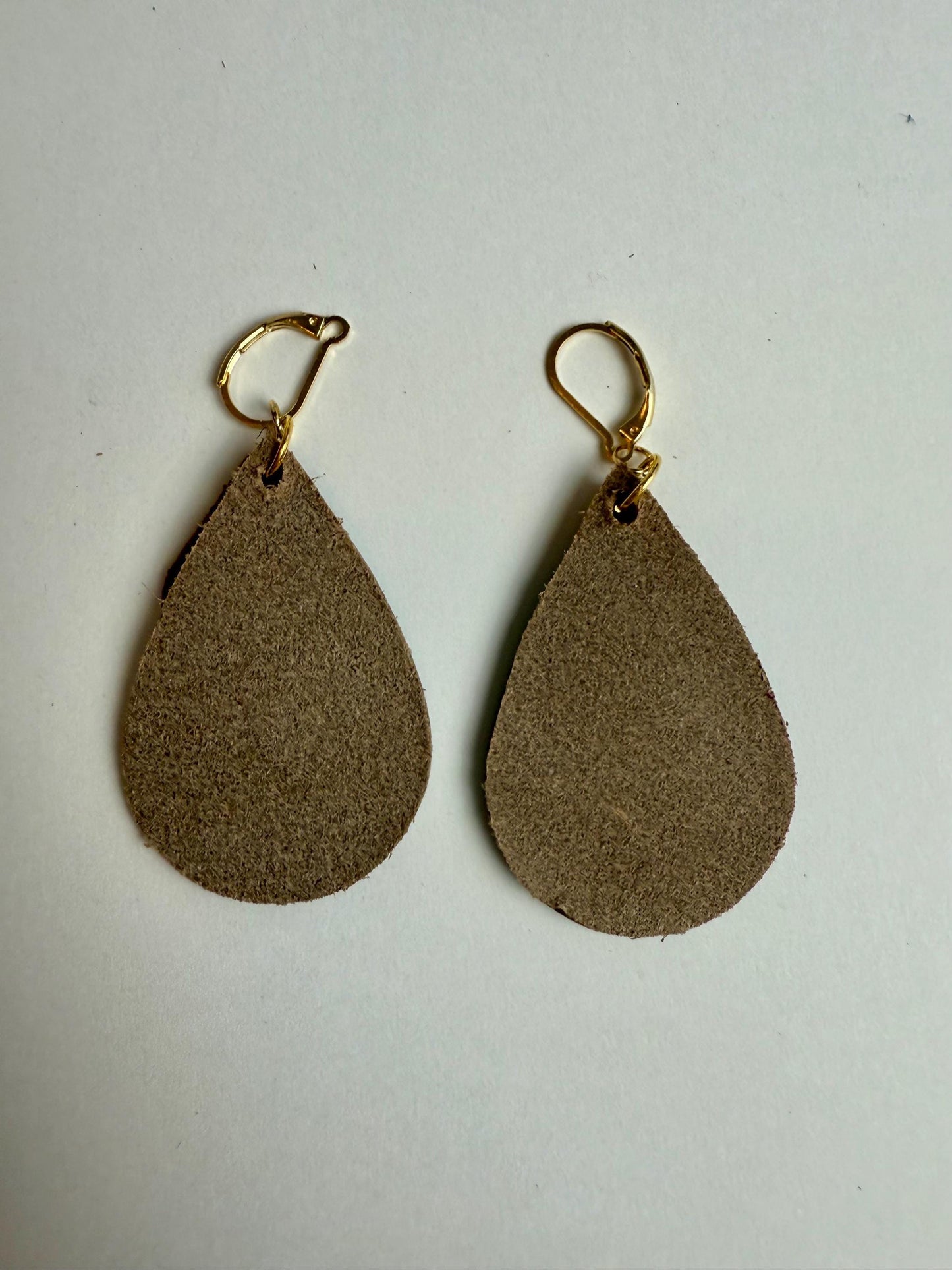 Leather Earrings - Natural Vegetable Tanned leather with Pyrography