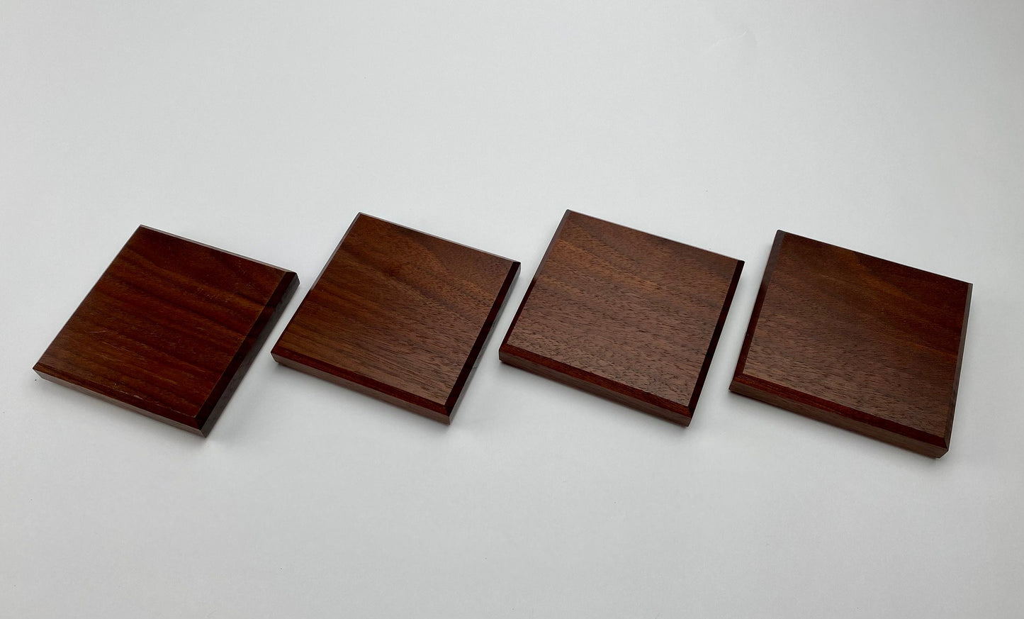 Handmade Walnut Wood Coasters - Set of 4 - with walnut and maple storage box