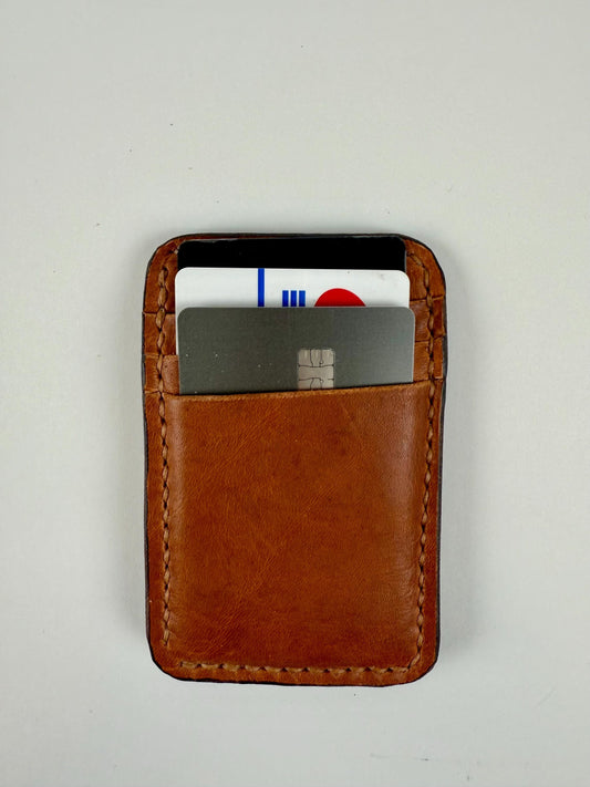 Handmade Minimalist Leather Wallet, Horween Leather, English Tan, Hand Stitched (prototype)