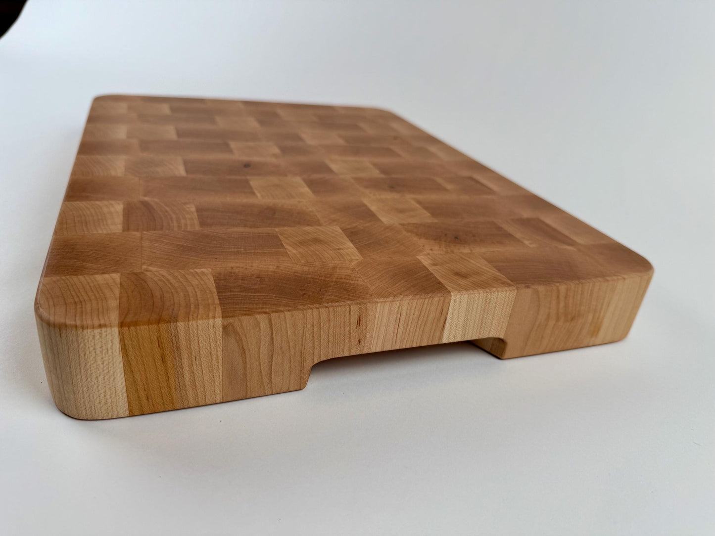 Handmade End-grain Cutting Board, Solid Maple, 1.75-inch Thick, Heavy Duty, built-in handles