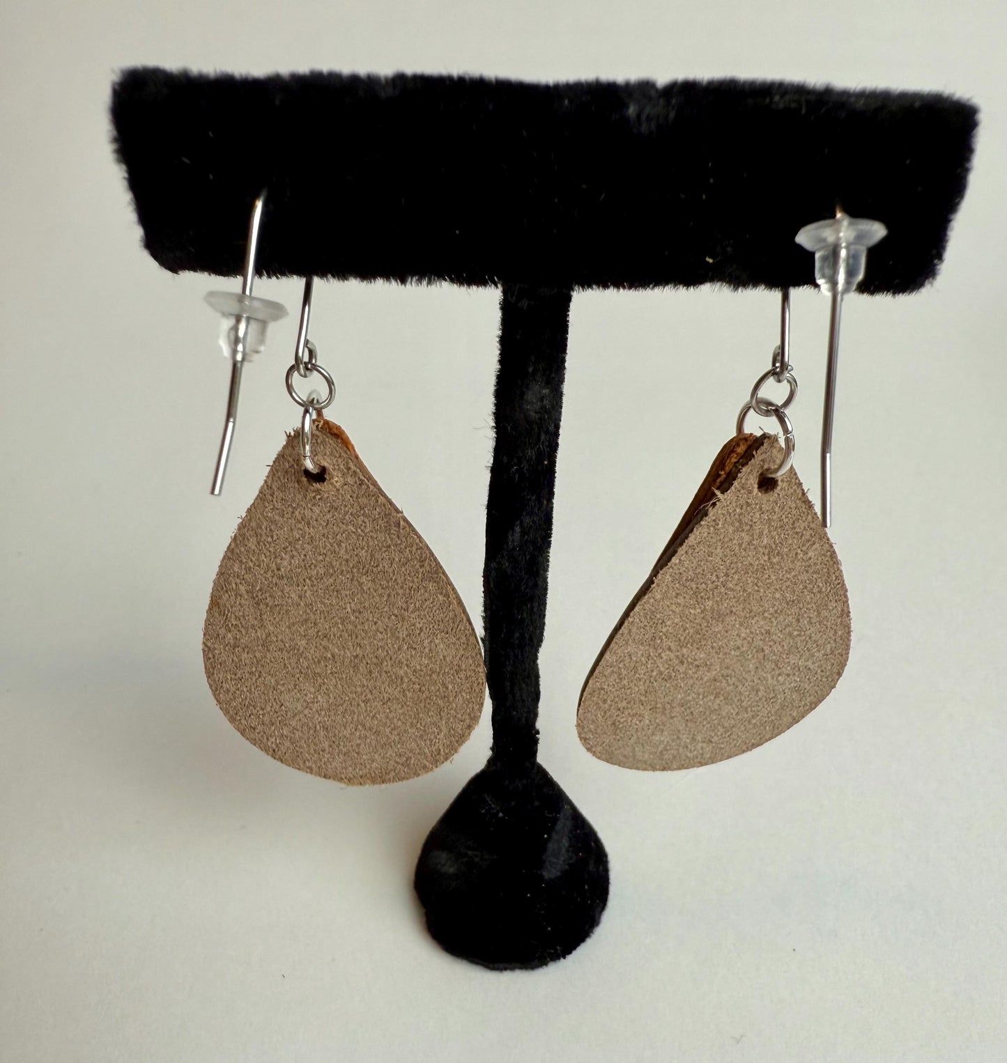 Leather Earrings - Natural Vegetable Tanned leather with Pyrography