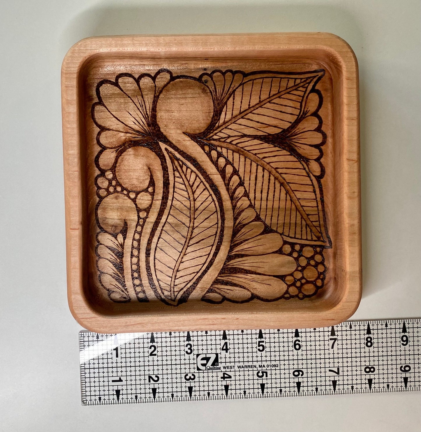 Handmade Keepsake/Valet Tray - Zentangle Design - Hand Drawn (no lasers) - Woodburned (Pyrography)