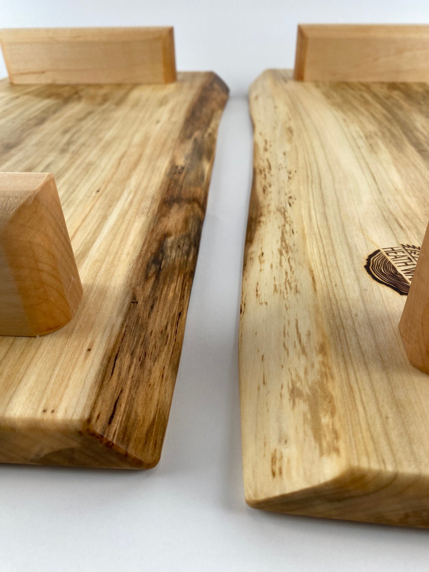 2-Piece Elevated Serving/Display Trays, Silver Maple with double live edge (locally sourced wood) - set B