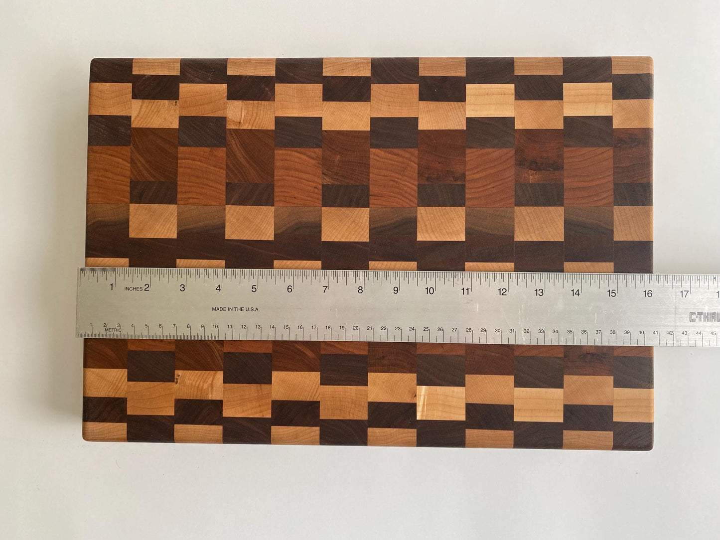 Handmade End-grain Cutting Board, Solid Maple, Walnut and Cherry, 1-7/8 inch Thick, Heavy Duty