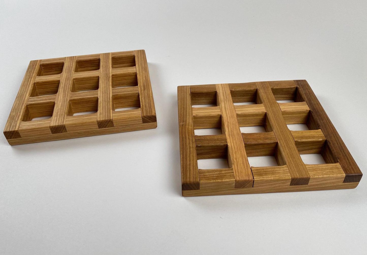 Handmade Lattice Trivet with lap joints, Solid Brazilian Oak, 1-inch Thick, Heavy duty