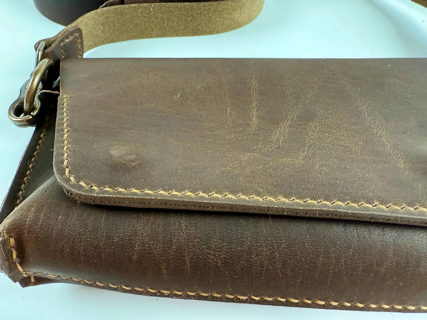 Handmade Petite Leather Crossbody Bag / Sling Bag - Horween Leather - Hand-Stitched