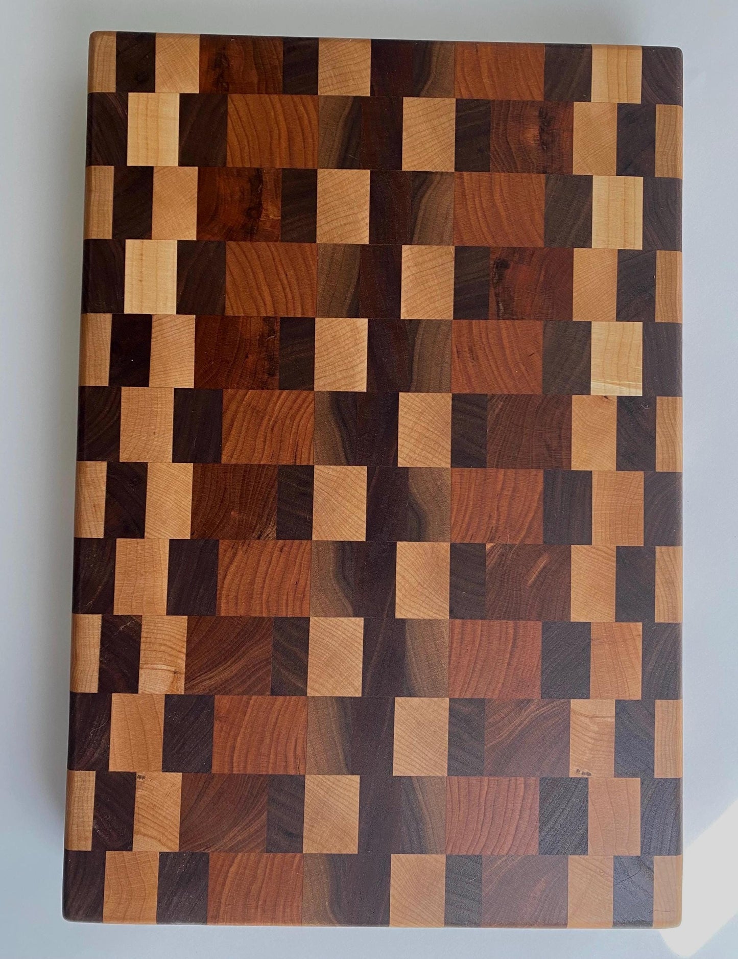 Handmade End-grain Cutting Board, Solid Maple, Walnut and Cherry, 1-7/8 inch Thick, Heavy Duty