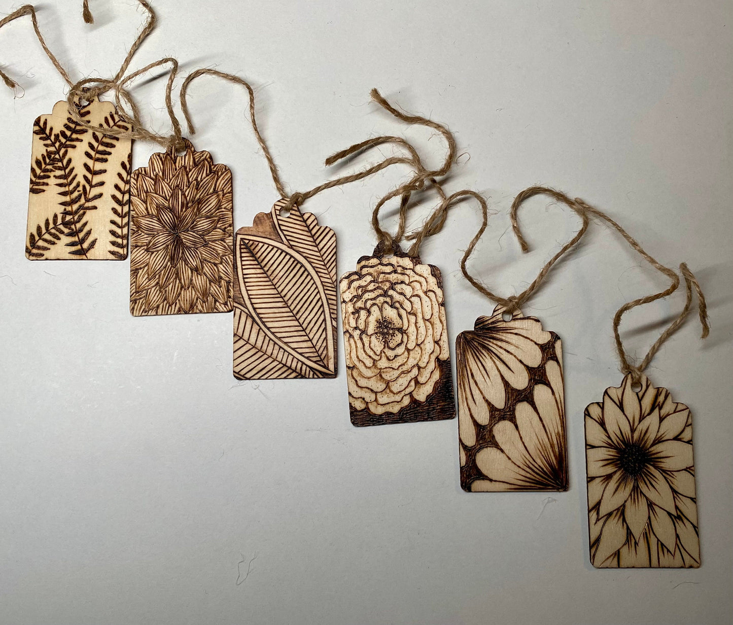 Gift Tags - Woodburned - Drawn by Hand (no lasers!) - set of 6