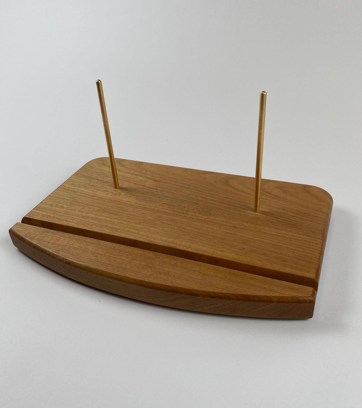 Handmade Record Display - Brazilian Oak with Brass Rods - Wooden Vinyl Album Display