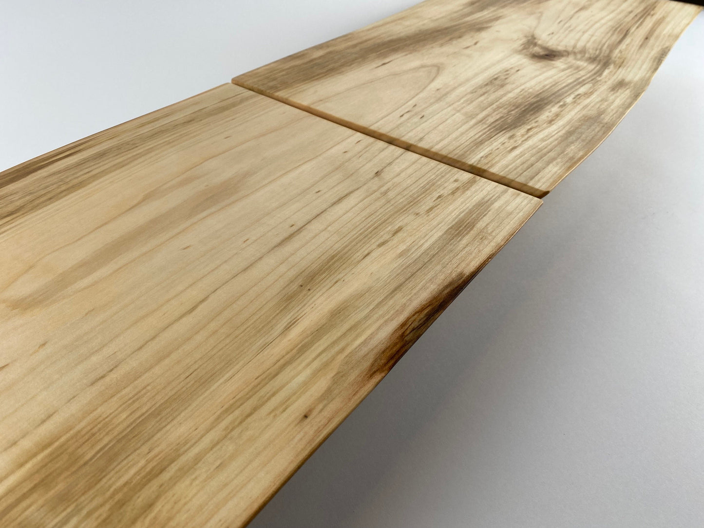 2-Piece Elevated Serving/Display Trays, Silver Maple with double live edge (locally sourced wood) - set B